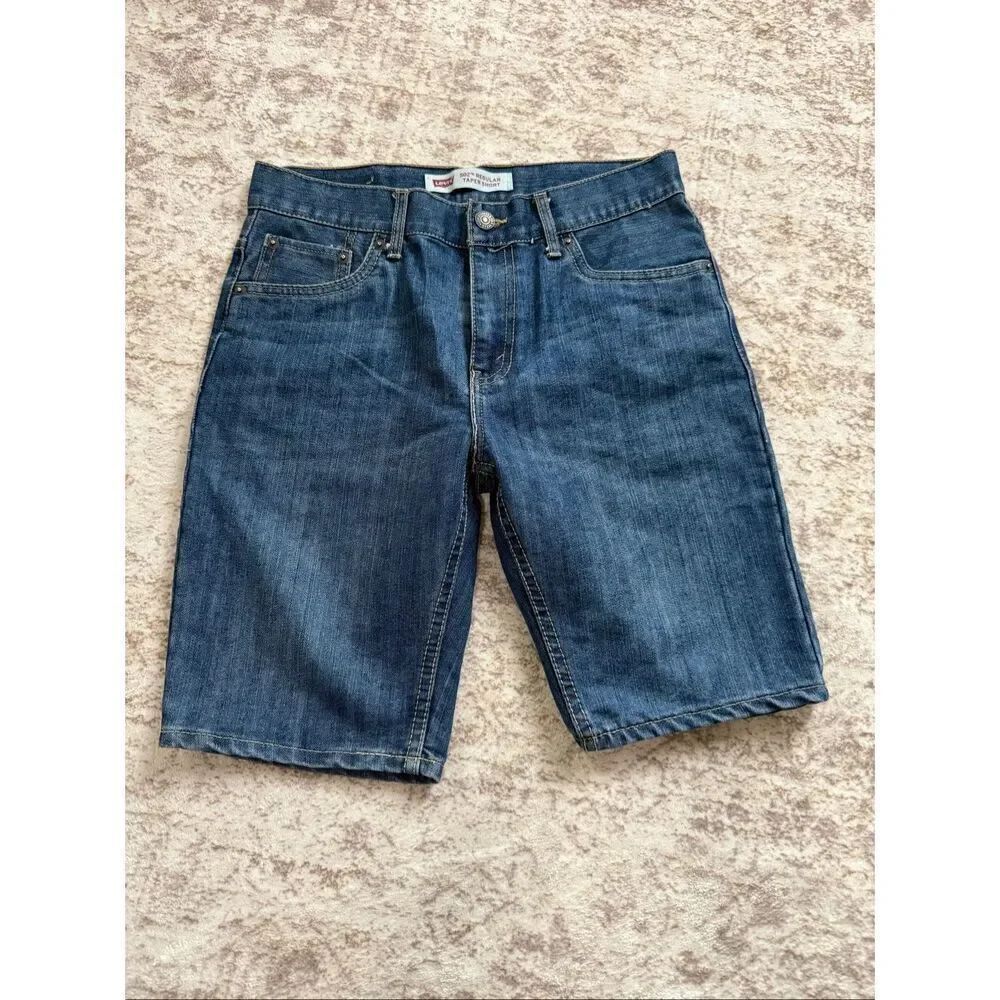 Levi's Women's 502 Regular Taper Leg Denim Jean Shorts Dark Wash Blue Size 16